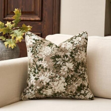 Fodera per cuscino floreale neutra 18x18", Fodera decorativa vintage in ciniglia stile rustico per soggiorno e camera da letto - Verde