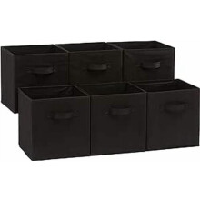 Úložné kocky z látky s rúčkami čierne 10,5x10,5x11 palcov