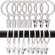 100Pcs White Curtain Clip Rings, 1.26" ID, Fits Rods up to 1", for Drapes & Bows