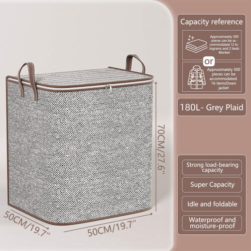 Nonwoven Storage Box Grey Foldable with Zipper Lid 1