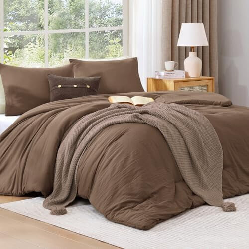 Brown Comforter Set Full Size 3-Piece Down Alternative 2
