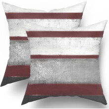 Fodere per cuscini bordeaux 16x16 (2 pezzi), fodere per cuscini in cotone a righe astratte grigio chiaro/bianche – compatibili con imbottiture