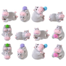 12 Pcs Cute Resin Hippo Figurines Miniature Animal Decorations Tiny Hippo Ornaments For Desk Bedside Table Cake Toppers And Diy Projects Home Decor