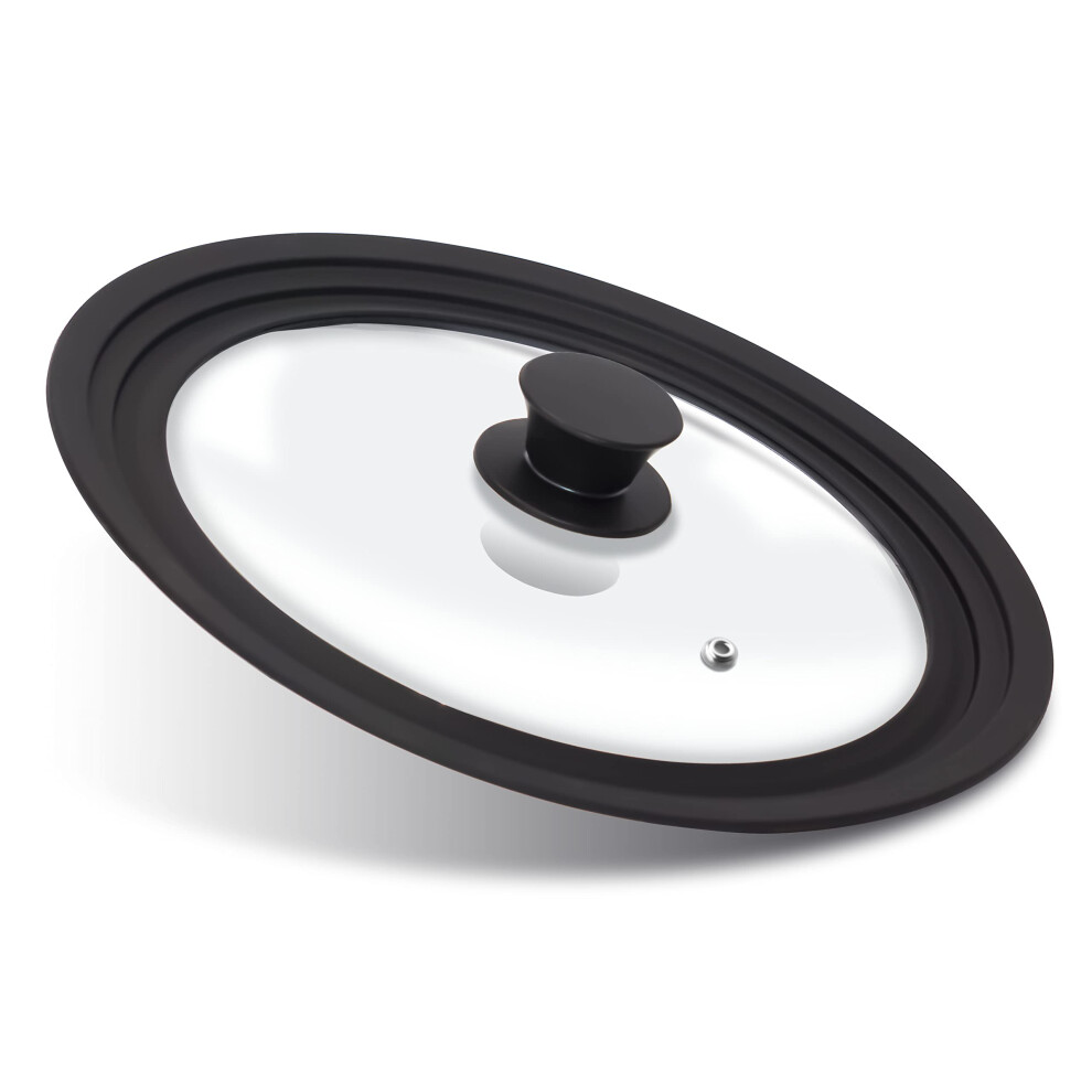 Anaeat Silicone Universal Lid for Pots, Pans and Skillets - Tempered Glass Covered with Heat Resistant Silicone Rim Fits 28cm, 30cm & 32cm Diameter-image-OPC-PRFSNCY-NEW