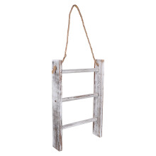 1 unidad de toallero de pared rústico de madera de 3 niveles con escalera para guardar toallas de mano.