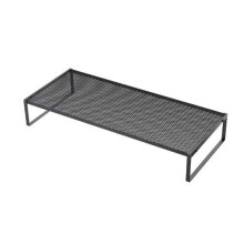 Supporto da scrivania in metallo per monitor con ripiano portaoggetti, organizer per laptop da ufficio, design moderno.