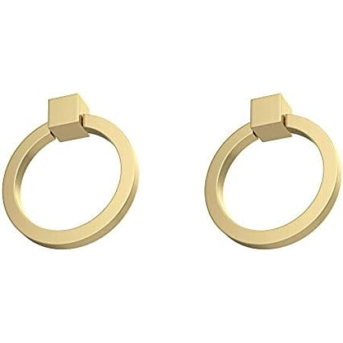 Brass Ring Pulls Brushed Gold 2.0" x 1-7/9" 2 pcs