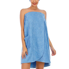 Damen-Bademantel mit Haargummi, ideal für Spa und Dusche, weicher Mikrofaser-Bademantel mit Haargummi