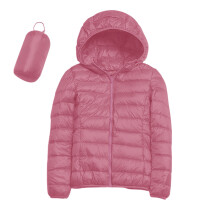 Giacca imbottita da donna ripiegabile, leggera, tinta unita, con cerniera, cappotto casual autunno/inverno con sacca per riporla