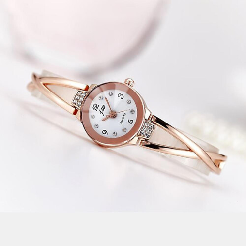 Γυναικεία Ρολόγια Quartz, Κομψά, Αδιάβροχα, Ρολόι Χειρός Petite με Μπρασελέ (Χρυσό) 2