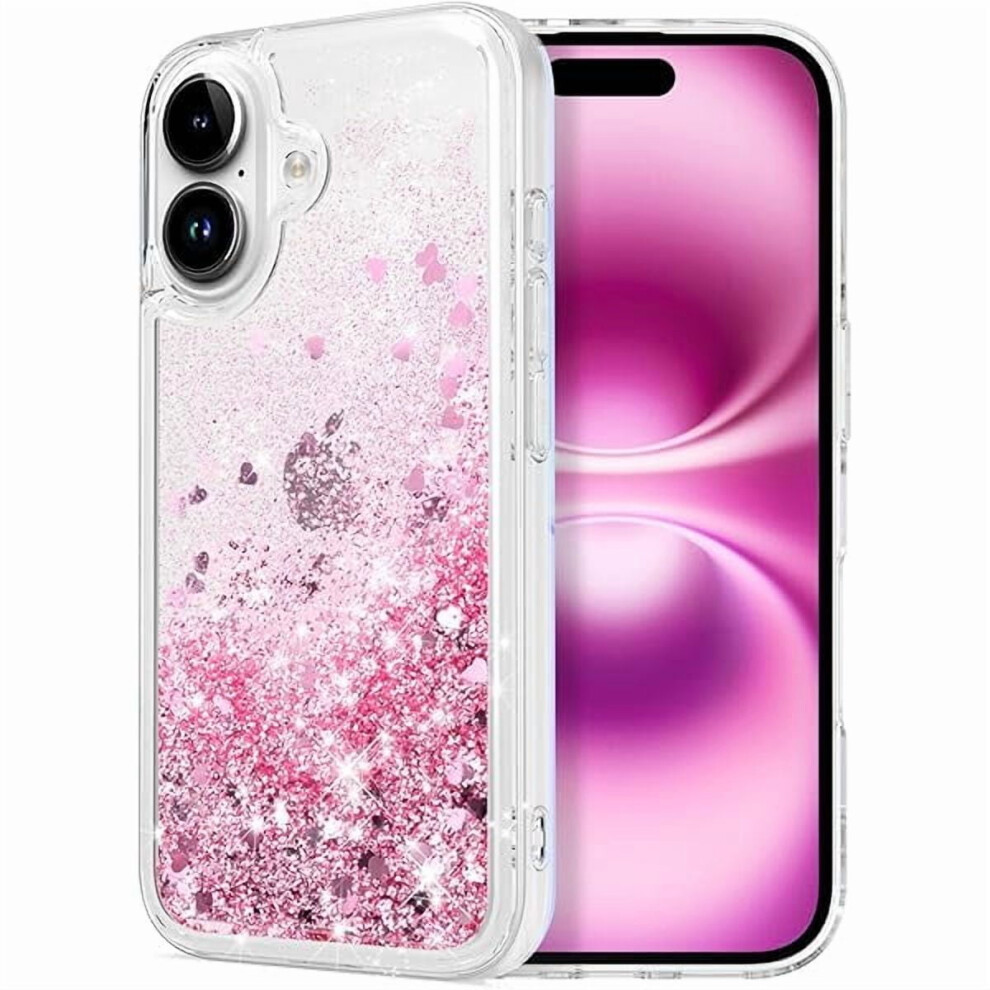 Zlcb For Iphone 16 Case – Clear Bling Liquid Sparkle Glitter Tpu Protective Case, Rose Gold 9405492769724