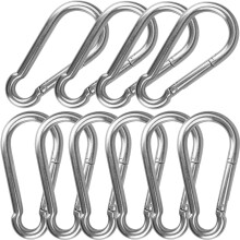 Mosquetón de gancho de resorte de alta resistencia – Acero inoxidable 304, 2.5"/3.125"/4"/5.5", M12/0.5" de diámetro, paquete de 10, compatible
