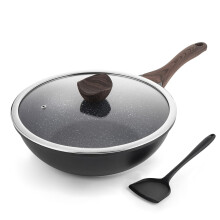 Kordisen Non Stick Induction Wok Pan, 30cm Deep Stir-Fry Pans with Lid, Stay Cool Handle, Compatible with All Stovetops, PFOA Free