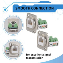 2PCS RJ45 Panel Mount Screw Terminal Adapter, RJ45/8P8C Female Panel Mount Connector, RJ45 Solderless Terminal Extender