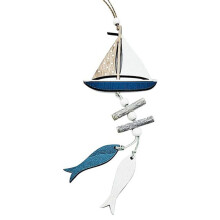 Marine Style Wooden Pendant Ocean Wind Crafts Small Fish Innovative Accessory Wall Hanging Decoration-B