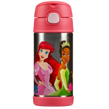 Thermos - Disney Princesses Water Bottle (355ml) - BPA Free, Stainless Steel, Spill Proof, Pop-Up Straw, Disney Kids Flask with Personalised Name