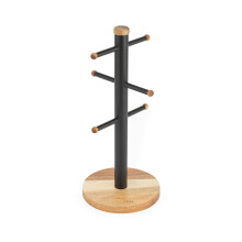 Salter BW13566EU7 Toronto Mug Tree ? Acacia Wood Cup Holder for Kitchen Countertop Tabletop, 6 Branch Display Stand for Coffee Mugs/Tea Cups,