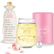 Best Retirement Gifts for Woman Men Stemless Wine Glass 2025 Thank You Leaving Gifts Retired Farewell Gifts for Coworkers Colleagues Funny Retirement