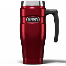 Thermos Stainless King Red Travel Mug (470ml), Reusable Insulated Stainless Steel Coffee Cup for Hot or Cold Drinks, Vacuum Sealed Water Flask with a
