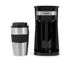 Salter One Cup Coffee Maker ? Filter Coffee Machine, Washable & Reusable Filter, Includes 420ml Stainless Steel Travel Mug, Brew Coffee To Go In 3-4