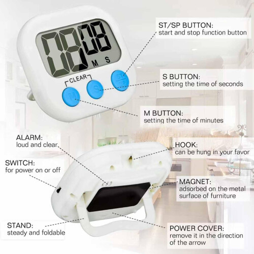 6 Pack Large Screen Digital Kitchen Timer, Magnetic Kitchen Timer,Loud Alarm Magnetic Back Count Up Countdown Timer with ON/Off Switch 1