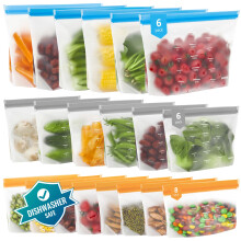 IDEATECH 20 Pack Reusable Freezer Bags, BPA Free Sandwich Bag, Reusable Silicone Food Storage Bag Leak Proof Airtight Container for Lunch, Snacks,