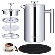 KOOYAT Cafetiere French Press Coffee Maker with Capacity of 1000ml / 8 Cup Double Walled Insulated Coffee Press for Ground Coffee at Home Travel Large