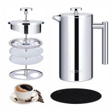KOOYAT Cafetiere French Press Coffee Maker with Capacity of 350ml / 2 Cups Double Walled Insulated Coffee Press for Ground Coffee at Home Travel Large