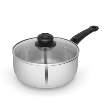 Swan Townhouse 20cm Stainless Steel Saucepan with Glass Lid, Suitable for All Hob Types (including induction), Dishwasher Safe, Stainless Steel