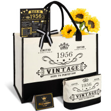 70th Birthday Gifts for Women Canvas Tote Bag Travel Gear, Unique 70 Years Old Birthday Gifts for Mum Wife Aunt Friends Her, Vintage 1956 Handbag &