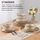 HaWare Dinner Set, 12 Piece Stoneware Dinnerware Service for 4, Reactive Glaze Dining Ware Include Plates and Bowls, Chip and Scratch Resistant, 5