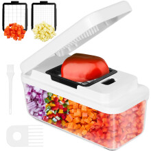 Kitchen Mandoline Food Chopper - Vegetable Cutter - Food Onion Salad Veg Chopper with Container - French Fry Potato Chipper - Food Chopper for Cutting