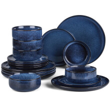 HaWare Dinner Set, 18 Piece Stoneware Dinnerware Service for 6, Reactive Glaze Dining Ware Include Plates and Bowls, Chip and Scratch Resistant,