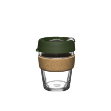KeepCup Brew Cork - Reusable Coffee Cup Tempered Glass and Natural Cork, M 12oz/340ml - Pine