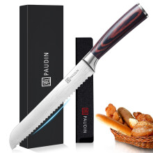 PAUDIN Bread Knife, 8 inch Serrated Knife with German Stainless Steel for Efficient Slicing Sourdough Bread, Bagels, Cake, Gift Box for Family &