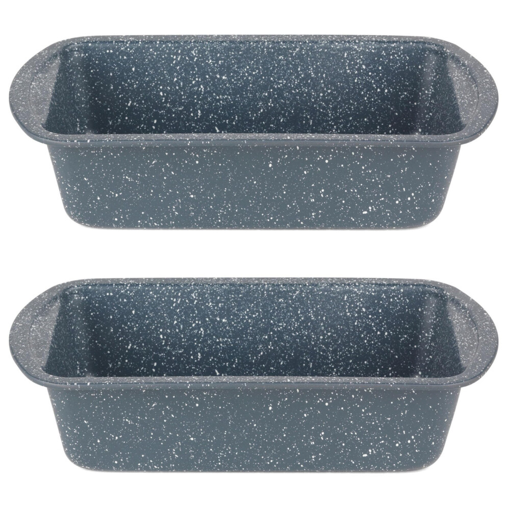 Russell Hobbs Combo-5443 Non-Stick Loaf Pan Set Of 2, 28Cm Carbon Steel Bread Tin With Handles, Easy Clean For Cakes, Bread & Malt Loaf, Nightfall
