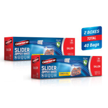 40 Ziplock Bags ? 1Gallon Large Freezer Bags ? Resealable Slider zip ? Stand and Fill Expandable Bottom ? Freezer and Microwave Safe, Heavy Duty BPA