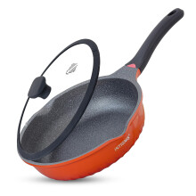 Deep Non-Stick Frying Pan with Lid ? 3-in-1 Saut? Pan, Skillet & Mini Wok ? GREBLON Ceramic Coating | Induction Hob Safe | Stainless Steel Base |PTFE