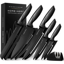 Home Hero Ultra-Sharp Stainless Steel Kitchen Knife Set - Chef Knives Set (11 pcs Set - Black with Sheath)