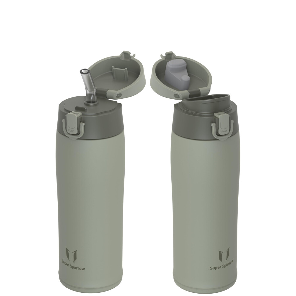 Super Sparrow Water Bottle Stainless Steel 18/8 - Travel Mug - 500Ml - Insulated Metal Water Bottle - Bpa Free - Leakproof Drinks Bottle