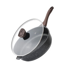 Kordisen Nonstick Deep Frying Pan with Lid, 28 cm/4.9 L Large Skillet, Granite Stone Saute Pan for Cooking, Induction Cookware, Compatible with All