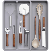 Lifewit Utensil Drawer Organiser, Expandable Cutlery Tray for Kitchen, Adjustable Cooking Silverware Flatware Holder, Plastic Kitchen Spatula Tools