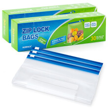 GobiSea 60 Pcs Zip Lock Freezer Bags - 4.55L, Ziplock Sandwich Bags Food Storage Bag Zip Seal, BPA-Free Freezer Bag Ziplock with Expandable Bottom for