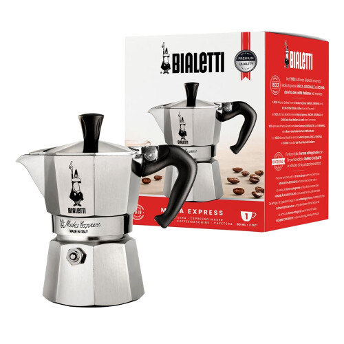 Bialetti Bialetti Moka Express Aluminium Stovetop Coffee Maker, Silver, 1 Cup