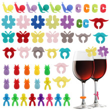 Hejo 50PCS Wine Glass Charms, Silicone Wine Glass Markers Reusable Party Reception Glass Identifiers Wine Accessories Mark Ideal for Daily And Party