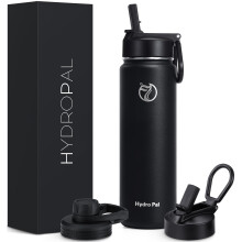 HydroPal Vacuum Insulated Water Bottle 1200ml/1000ml/750ml/500ml, 2 Lids (Straw & Spout), 12H Hot 24H Cold, BPA Free Stainless Steel Bottle, Leakproof