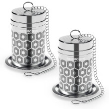 Reinmoson 304 Stainless Steel Tea Strainer for Loose Tea, Extra Fine Mesh Tea Infuser, 2 Pack 1.5? x 2.2? Tea Diffusers for Loose Tea Black Tea,