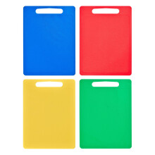 Chef Aid Large Multi-Colour Chopping Board Set, Multipurpose Anti-Slip Surface, Easy to Clean and Dishwasher Safe with Handle, Pack of 4 Cutting