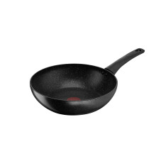Tefal Titanium Stone Wok 28 cm, High-Performance Non-Stick Durable Coating, Metal Safe, All Hobs Including Induction, Thermo-Signal, Black, E1051945