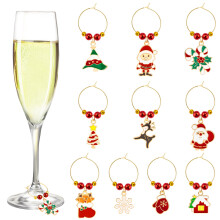 MELLIEX 10 Pieces Christmas Wine Glass Charms Rings, Wine Glass Pendant Charms, Reusable Glass Markers, Champagne Glasses, Wine Glass Markers for